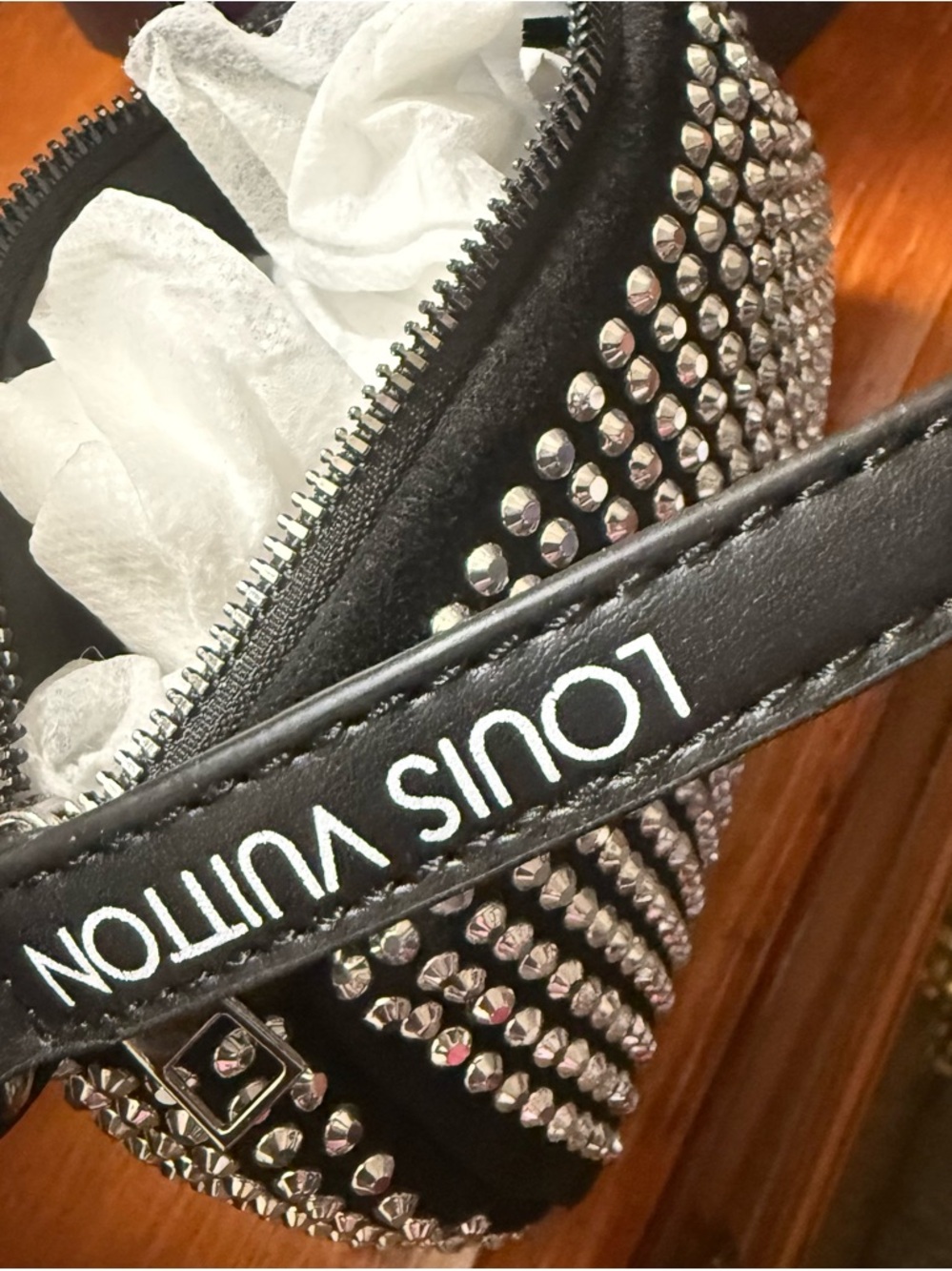 Mini-Crystal-Embellished Black Studded Women's Crossbody Bag - Picture 6 of 11
